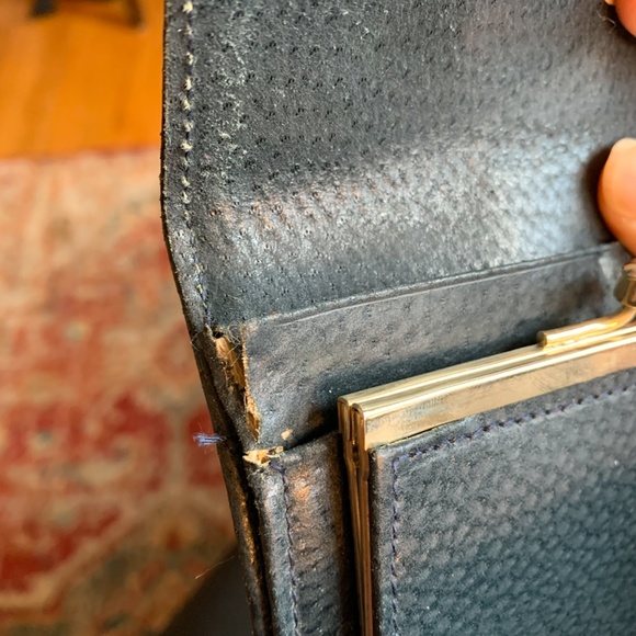 Vintage GUCCI Blue Red Stripe SherryLine Trifold Wallet - Picture 6 of 9